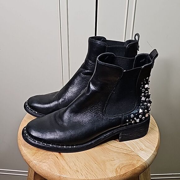 Sam Edelman Dover Women’s Black  Leather Studded Ankle Boots Size 6.5 - Picture 4 of 8